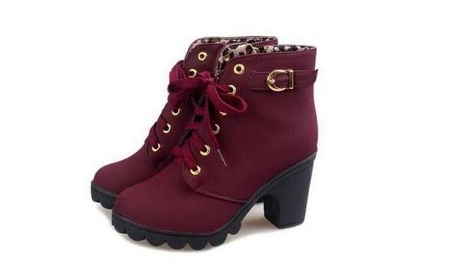 Dstoreishop Autumn Winter Thick Heeled Woman Boots - Fashionable and Cozy Footwear