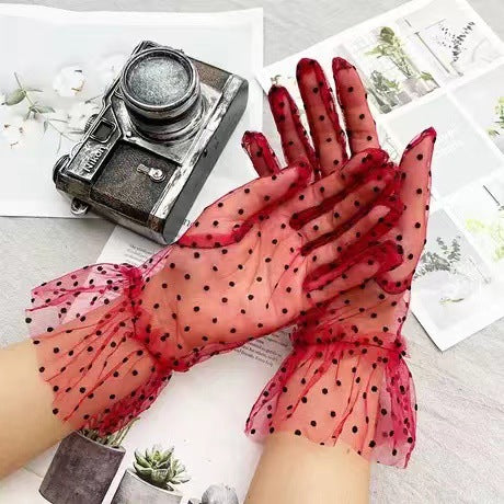 Mesh lace wedding gloves